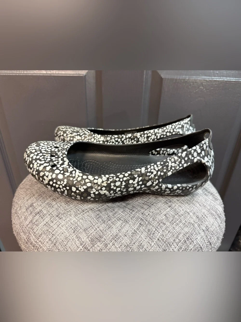 CROCS Olivia II Flat Slingback Leopard Print Casual Shoes